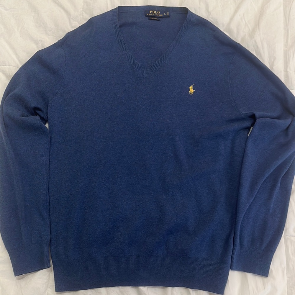 Men’s large polo sweater. Blue color. Great condition.